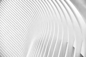 Black and white abstract architectural photo with modern minimalist curved lines in New York.