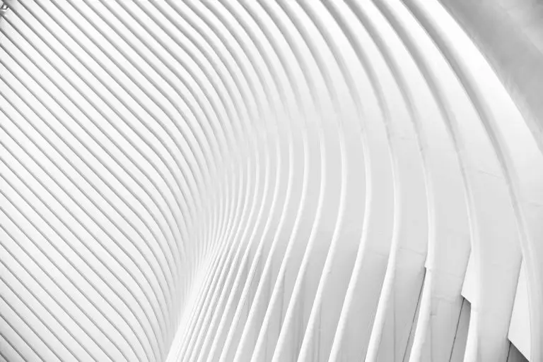 Black and white abstract architectural photo with modern minimalist curved lines in New York.